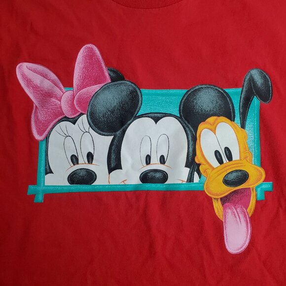 Vintage Mickey's For Kids Stuff T-shirt Minnie Mickey Pluto Red Youth Size XL - Picture 3 of 9